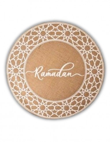 Sets de table Ramadan x2 en toile de jute - blanc  pour les tables de l'iftar