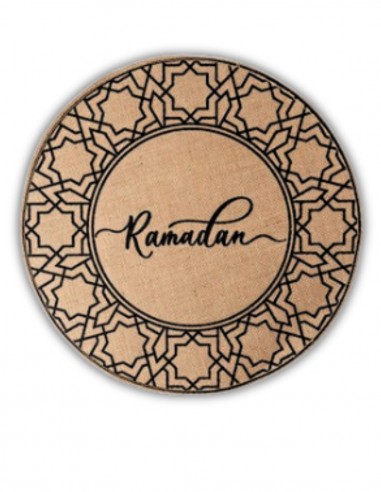 2 Sets de Table Ramadan en Toile de Jute : Motifs Noirs