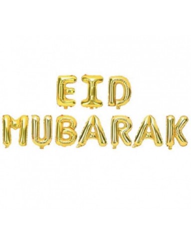 Ballons Lettre Eid Mubarak Doré