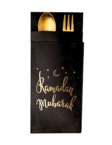 Pochette Ramadan Mubarak porte couverts x6 pour les repas du mois béni