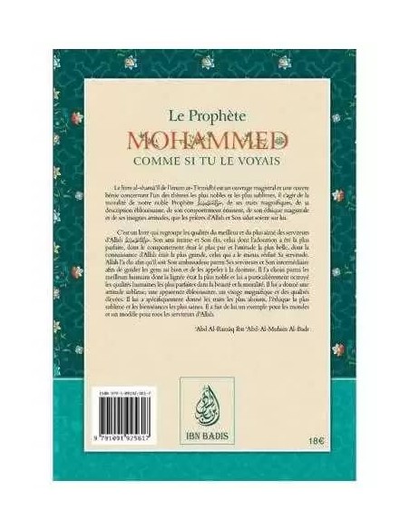 Le Prophète Mohammed Comme si tu le Voyais - Ibn Badis - Couverture arrière